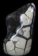 Polished Septarian Geode Sculpture - Black Crystals #37132-2